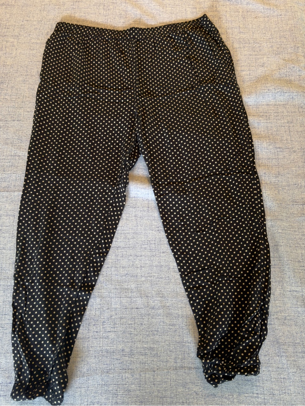 Uniqlo Black Joggers with White Polka Dots